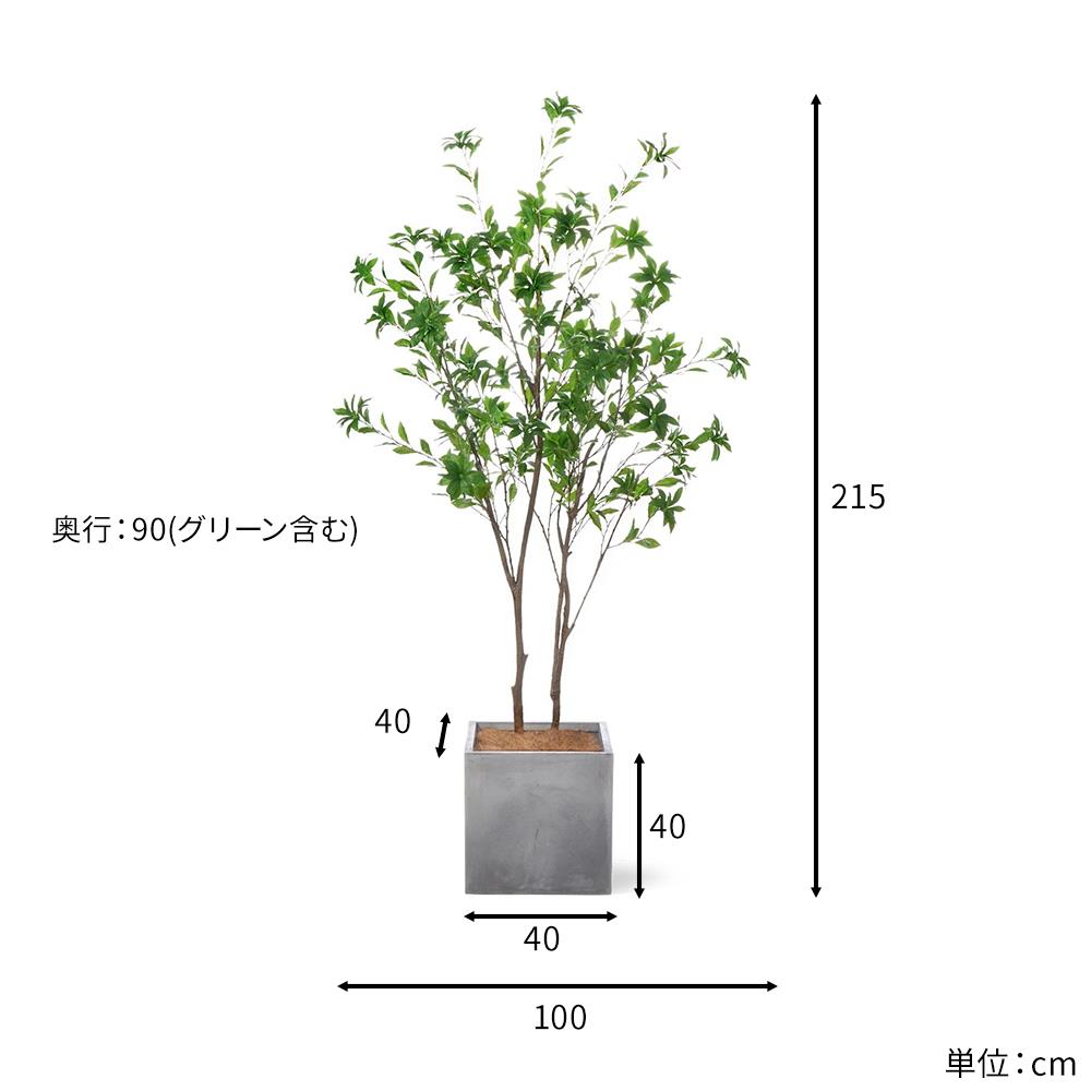 アセビ キューブプランター 高さ215cm フェイクグリーン 観葉植物