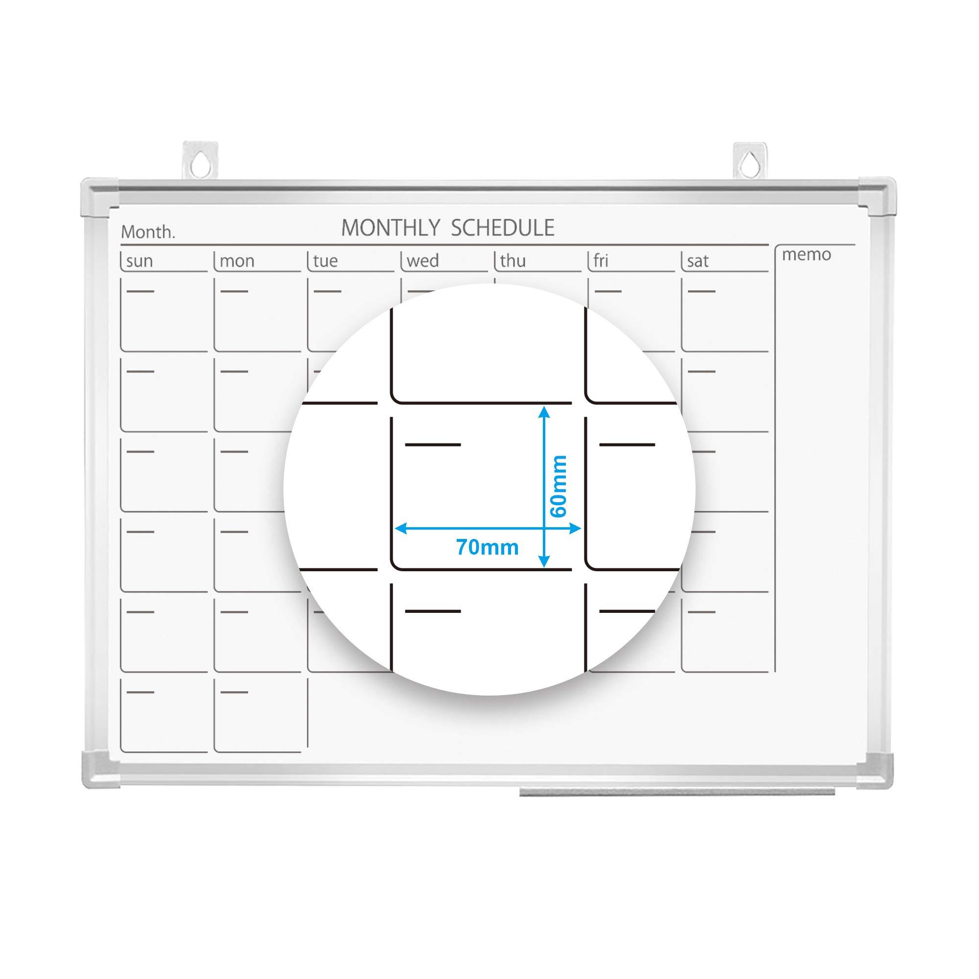 壁掛け 月予定表 ホワイトボード ( マーカー付き イレーザー付き ペントレー付き マグネット対応)