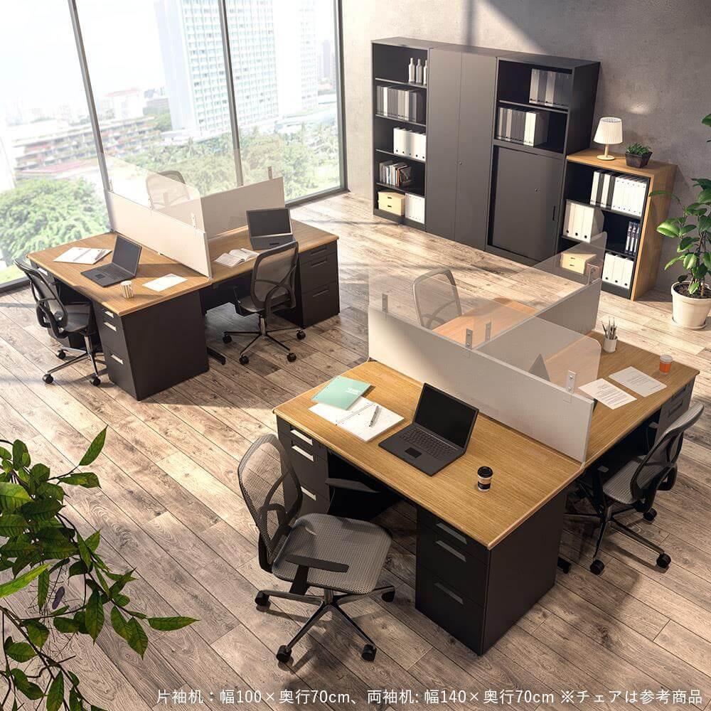 PLUS SH2デスク 片袖机 キャビネット付 幅110cm 奥行70cm
