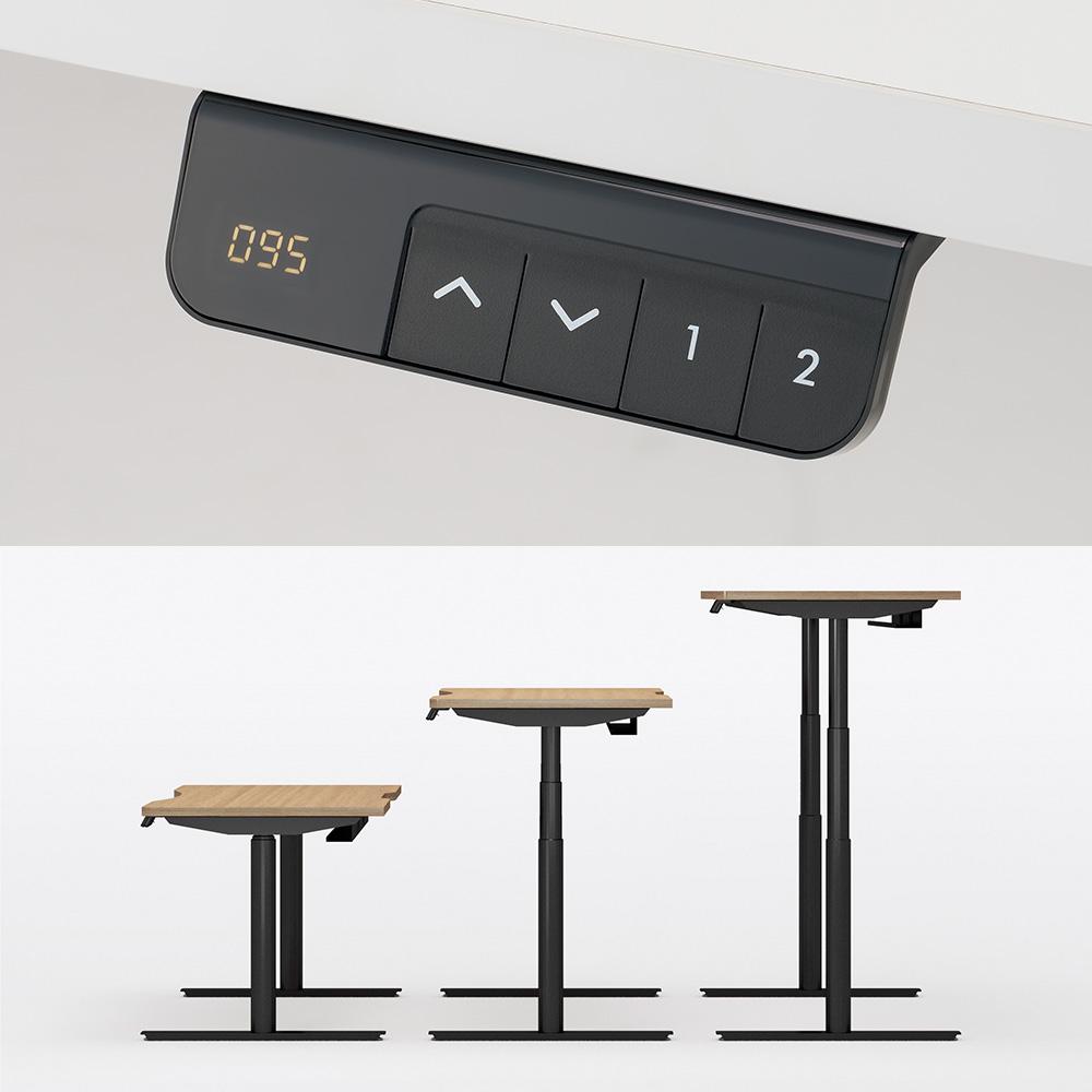 PLUS ワークモード 電動昇降デスク 指紋レス天板 幅160×奥行60×高さ65〜130cm